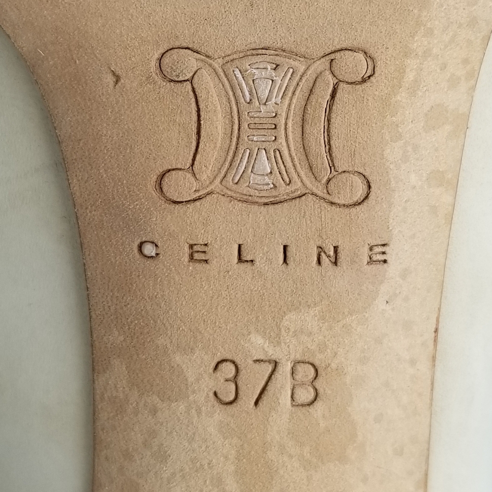 Celine Nude Leather Block Heels Pumps size 37 - Picture 9 of 11